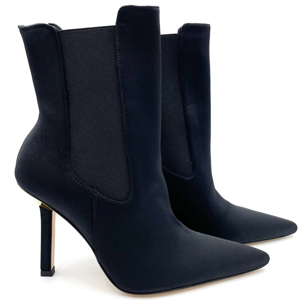 Good American High Kickstand Sock Boots Black Neoprene Stiletto Heels Sz 8.5